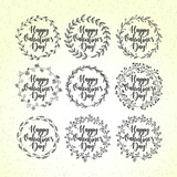 Fototapeta  - happy valentines day wreaths set, vintage vector illustration, vector elements for design work