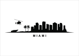 Wall Mural - Miami Florida Skyline Landscape City Skyscrappers USA