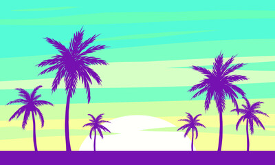 Wall Mural - Palm trees on the beach | Los Angeles California Vector Graphic