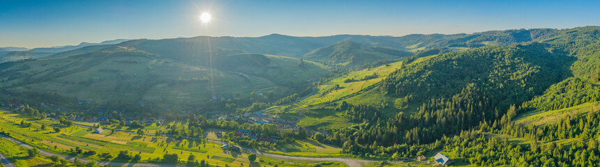 Poster - Beautiful view of the Carpathian mountains on a summer evening. Panorama.