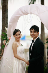 Bride and groom at their wedding ceremony