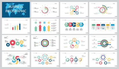 colorful finance or research concept infographic charts set. business design elements for presentati