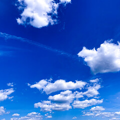 Wall Mural - Magical deep aerial white clouds on blue sky.