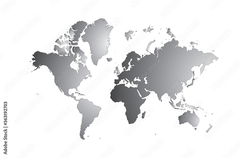 Blank Grey World map isolated on white background. popular World map ...