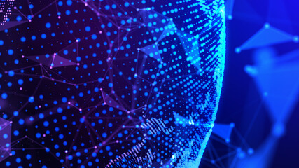 Aufkleber - network concept background with world map. internet and technology. 3d illustration.