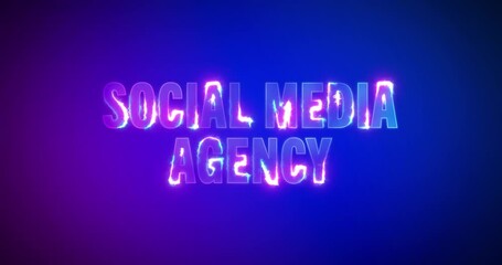 Wall Mural - social media agency. electric lightning words. burning logotype on pink blue background. high qualit