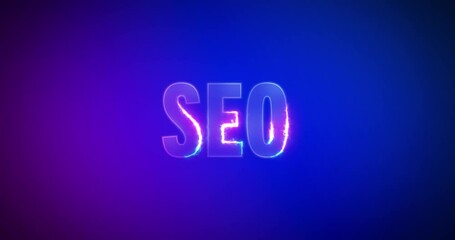 Wall Mural - seo. electric lightning words. burning logotype on pink blue background. high quality 4k footage. se