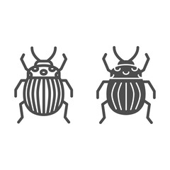 Poster - Colorado potato beetle line and solid icon, bugs concept, Striped Beetle sign on white background, Potato or Colorado bug icon in outline style for mobile concept and web design. Vector graphics.