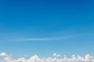 Natural morning time have bright weather clear sunlight, Beautiful blue sky with white fluffy cloud for make background have copy space for text.