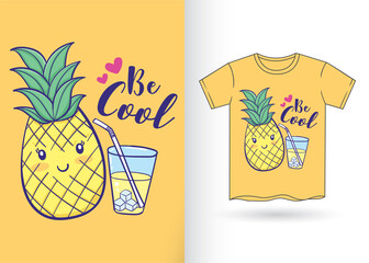 Sticker - Hand drawn pineapple for t shirt