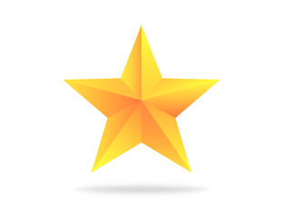 Wall Mural - Realistic yellow star. Gold rating three-dimensional award. Metallic star shape with shadow. Rating icon with gradient. Isolated one metallic star. Vector EPS 10.