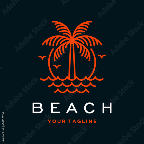 Fotografía vector beach logo with palm tree