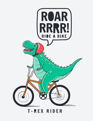 Wall Mural - Dinosaur riding the bicycle.  Vector illustration for t-shirt prints, posters and other uses.