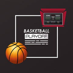 Poster - basketball sport poster with balloon and scoreboard