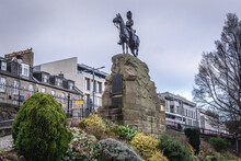 Equestrian Statu Of Royal Scots Greys In Edinburgh City, Scotland, UK