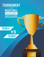 Canvas Print - basketball sport poster with trophy cup