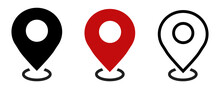 Location Pin Icon. Map Attach Marker Place. Location Icon. Map Pointer Marker Icon Set. GPS Location Character Collection. Flat Vector Illustration Isolated On White Background.