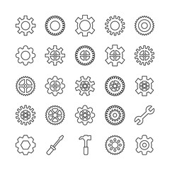 Poster - bundle of gears machine set icons