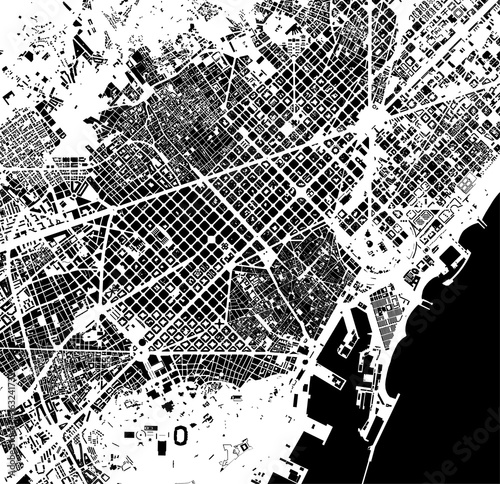 Fotomural map of the city center of Barcelona, Spain