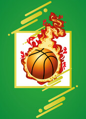 Canvas Print - basketball sport poster with balloon on fire