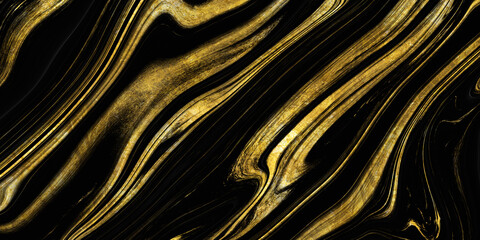 Black and gold abstract fluid art