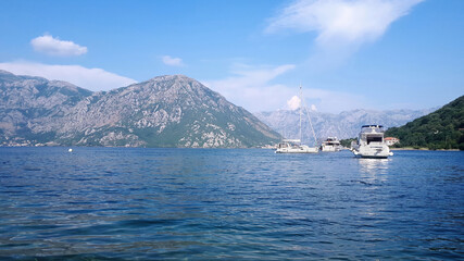 Canvas Print - Yachts in Kotor bay, Montenegro