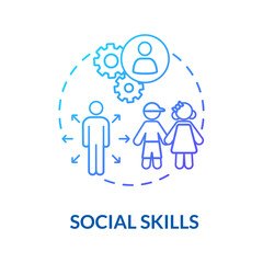 Toddlers social skills concept icon. Early childhood education. Kids interactions. Kindergarten. Interpersonal skills idea thin line illustration. Vector isolated outline RGB color drawing