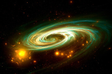 illustration of galaxy space background, the universe consists of stars, black hole, nebula, sprial 
