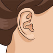 © creative_jen - Vector illustration of human ear closeup with part of head and hair. Realistic style