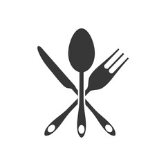 Poster - crossed spoon, knife and fork, silhouette style