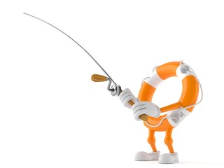 Poster - Life buoy character with fishing rod