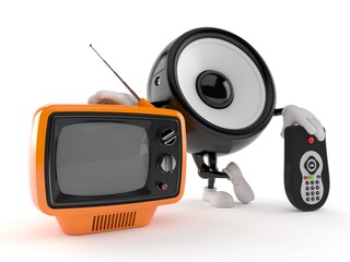 Sticker - Speaker character with tv set and remote