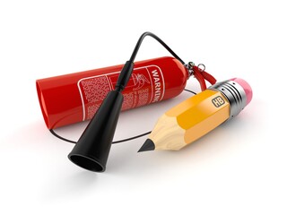 Wall Mural - Fire extinguisher with pencil