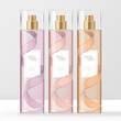 © Yokli - Vector Clear Bottle Body & Cap Fragrance Spray Packaging with Ribbon Pattern Printed