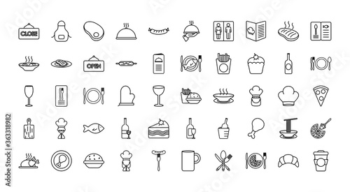 Fotografía restaurant icon set, line style