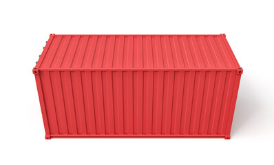 Poster - 3d rendering of closed red shipping container isolated on white background
