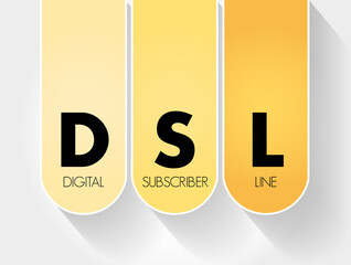 Aufkleber - DSL - Digital Subscriber Line acronym, technology concept background