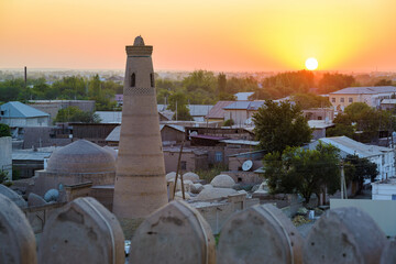 Town of Khiva at sunset, Khiva, Uzbekistan