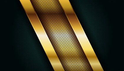 Poster - abstract luxury dark green overlap layer with golden line