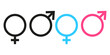 © Ihor - Gender symbol pink and blue in flat style . Male  sex icon. Set of sex symbol on white background.