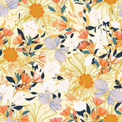 Canvas Print - Floral seamles pattern.