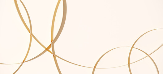 Poster - Minimal cosmetic background for product presentation. Circular ribbon on beige background. 3d render illustration. Clipping path of each element included.