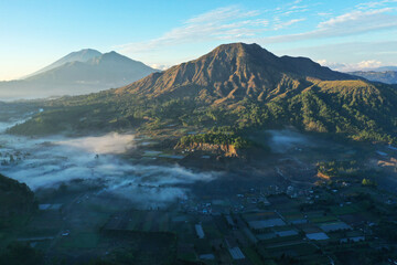 Canvas Print - Beautiful view of traditional village in the mountain, seen from Pinggan Village, Kintamani, Bali.