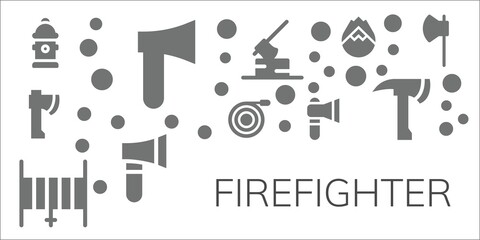 Canvas Print - Modern Simple Set of firefighter Vector filled Icons