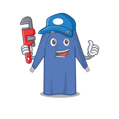 Wall Mural - cartoon character design of disposable clothes as a Plumber with tool