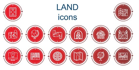 Editable 14 land icons for web and mobile