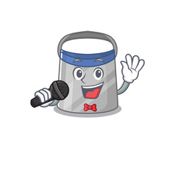 Sticker - cartoon character of face shield sing a song with a microphone