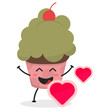© FP. - Cute flat cartoon cupcake illustration. Vector illustration of a cute cupcake with a smiling expression. Cute cake mascot design