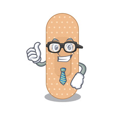 Wall Mural - cartoon mascot style of standard bandage Businessman with glasses and tie