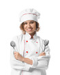 © Pixel-Shot - Female African-American chef on white background